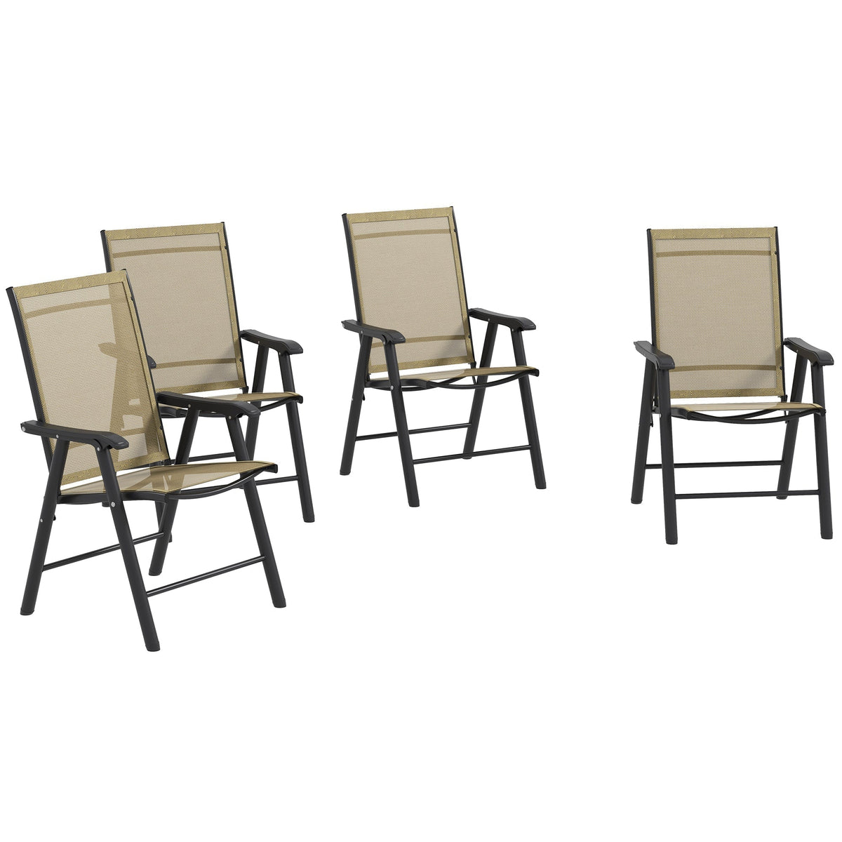 Outsunny Set of Four Folding Garden Chairs in Light Brown