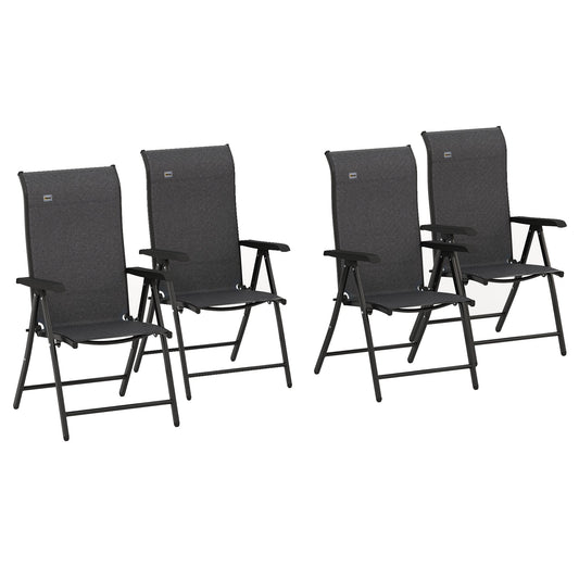 Outsunny Set of Four Folding Garden Chairs in Grey