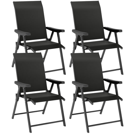 Outsunny Set of Four Folding Outdoor Chairs in Black