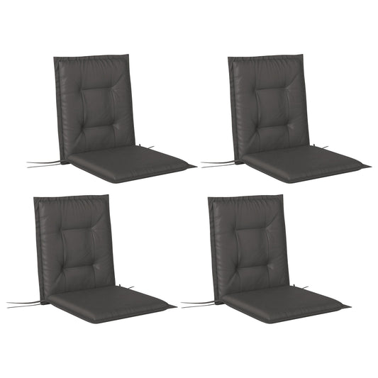 Outsunny Set of Four Padded Garden Seat Cushions in Charcoal Grey