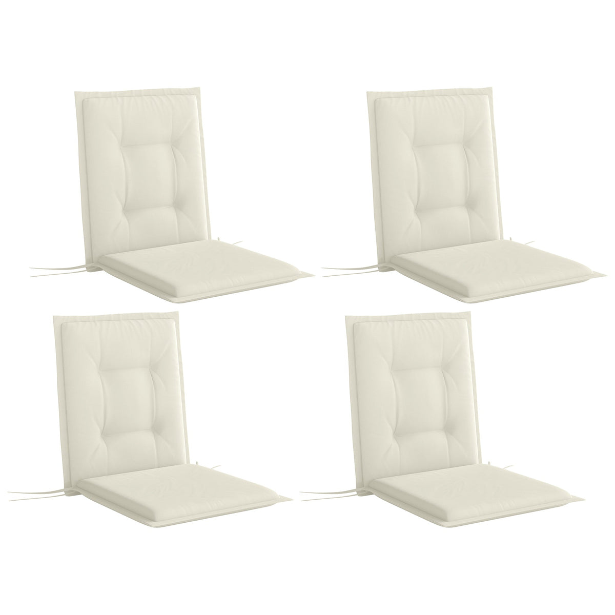 Outsunny Set of Four Padded Garden Seat Cushions in White