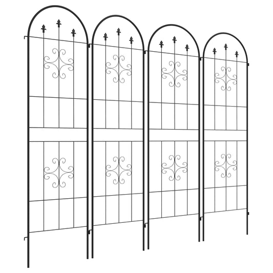 Outsunny Set of Four Spiral Anchor Garden Trellis Panels in Black
