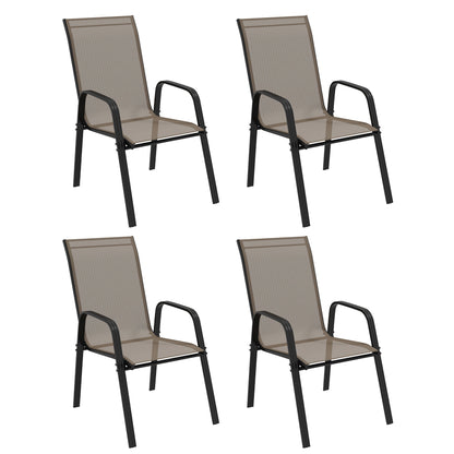 Outsunny Set of Four Stackable Mesh Seat Chairs