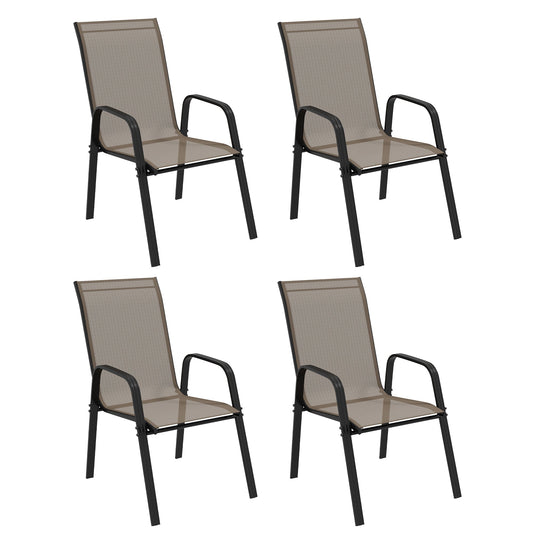 Outsunny Set of Four Stackable Mesh Seat Chairs