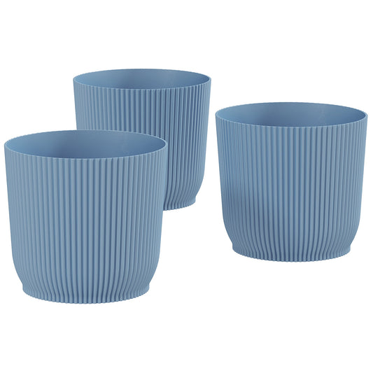 Outsunny Set of Three Ф22cm Planters in Blue
