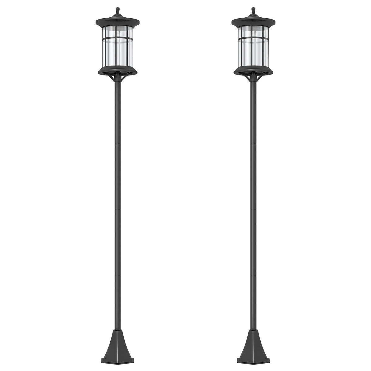 Outsunny Set of Two 1.8m Traditional Style Solar Lamp Posts in Black