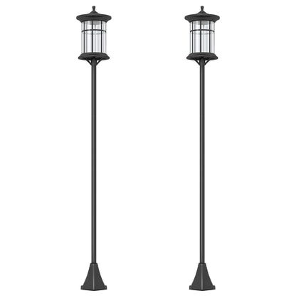 Outsunny Set of Two 1.8m Traditional Style Solar Lamp Posts in Black