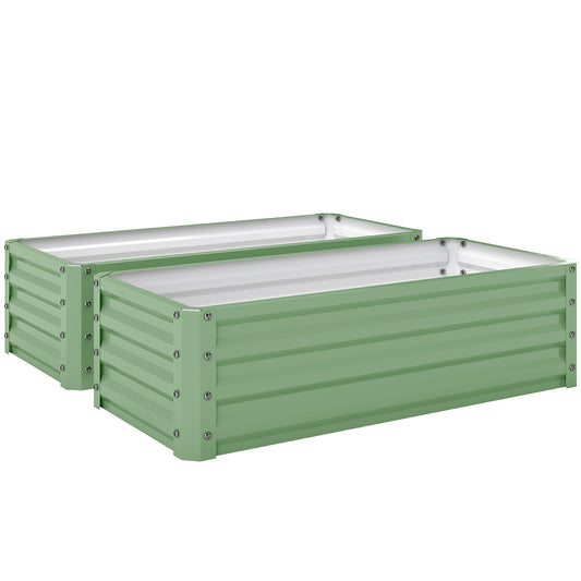 Outsunny Set of Two Steel Planter Boxes in Light Green