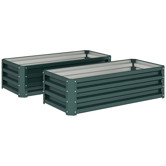 Outsunny Set of Two Steel Planter Boxes in Green