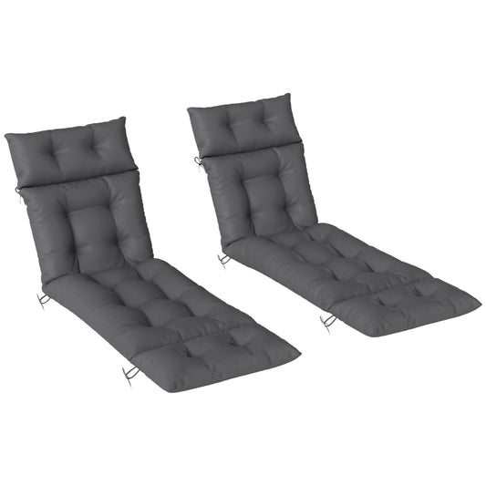 Outsunny Set of Two Sun Lounger Cushions in Dark Grey