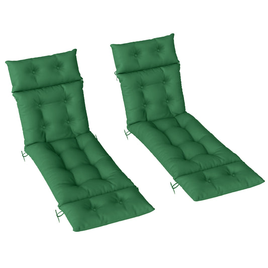 Outsunny Set of Two Sun Lounger Cushions in Green