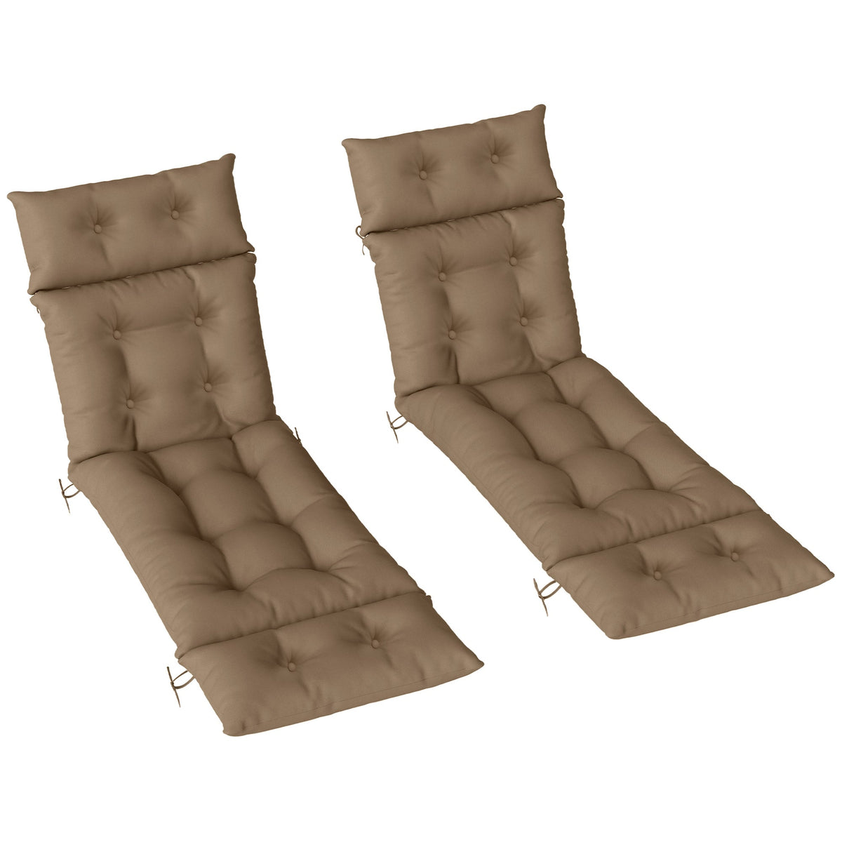 Outsunny Set of Two Sun Lounger Cushions in Khaki