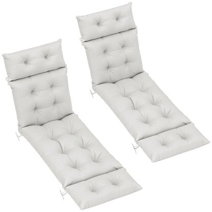 Outsunny Set of Two Sun Lounger Cushions in Light Grey