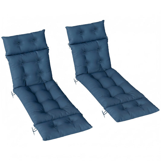 Outsunny Set of Two Sun Lounger Cushions in Navy Blue