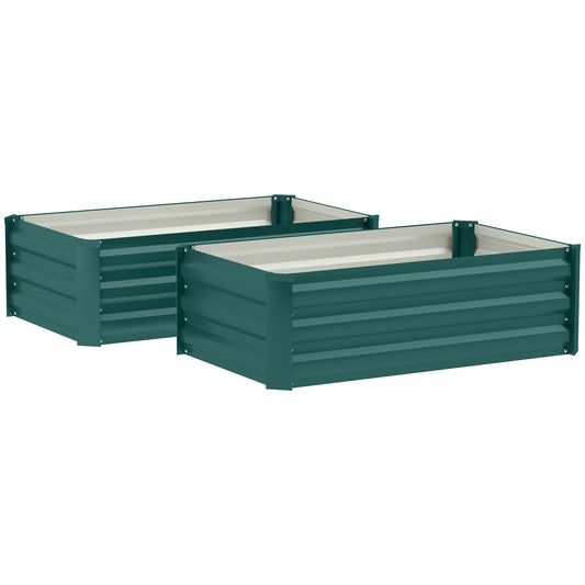 Outsunny Set of Two Steel Planter Boxes in Green