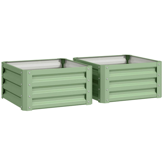 Outsunny Set of Two Steel Planter Boxes in Light Green
