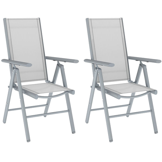 Outsunny Set of Two Aluminium Folding Chairs in Light Grey