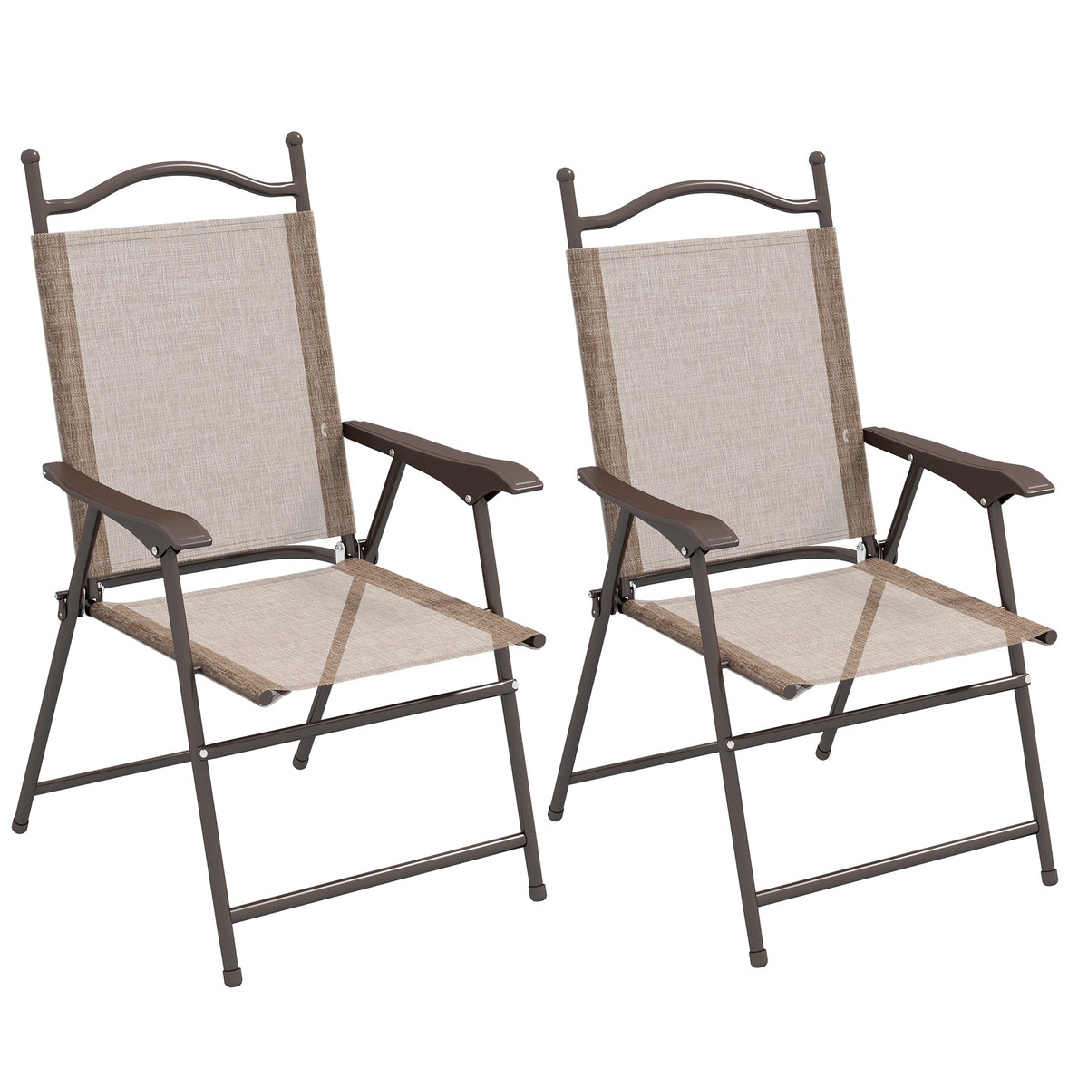 Outsunny Set of Two Folding Garden Chairs in Mixed Brown