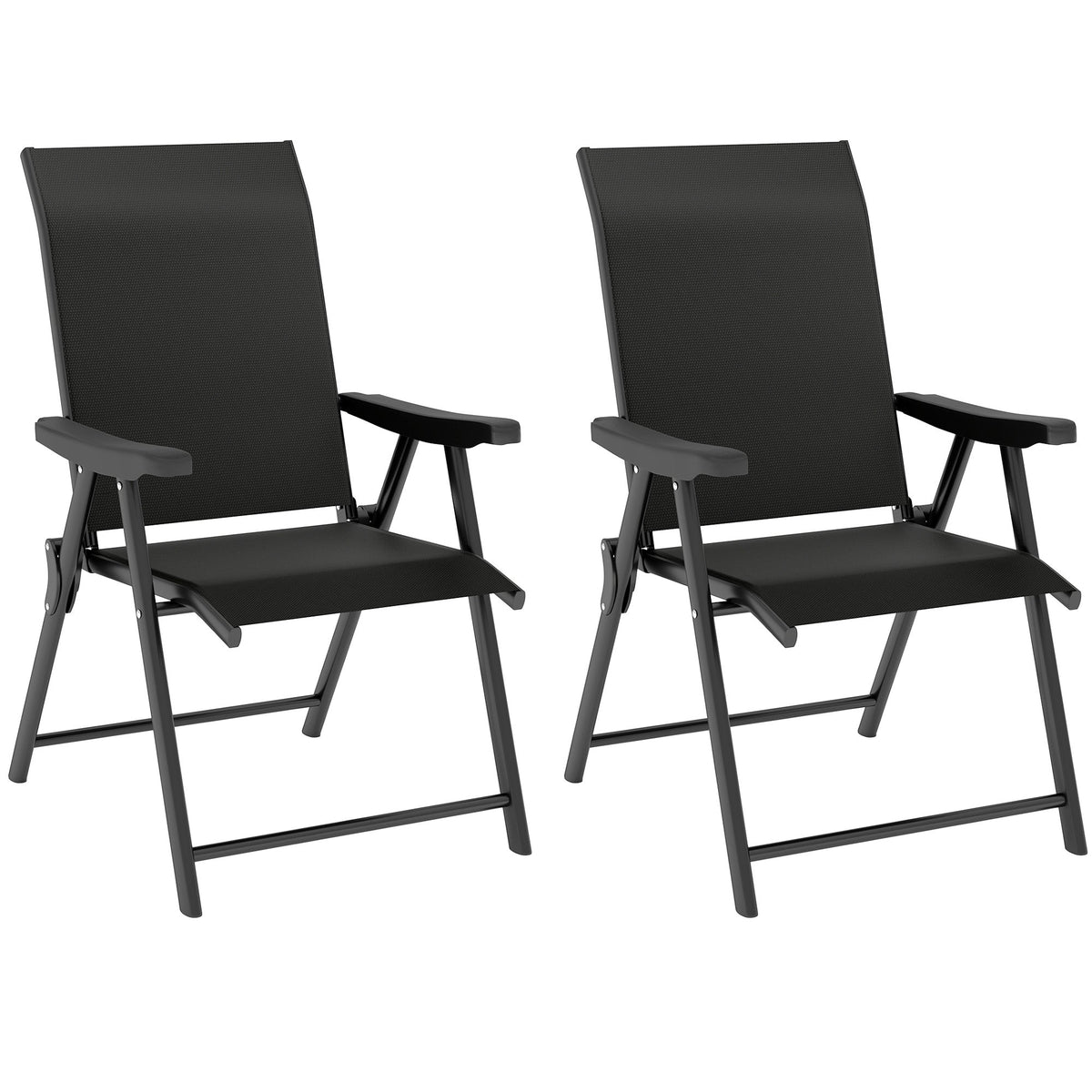 Outsunny Set of Two Folding Outdoor Chairs in Black