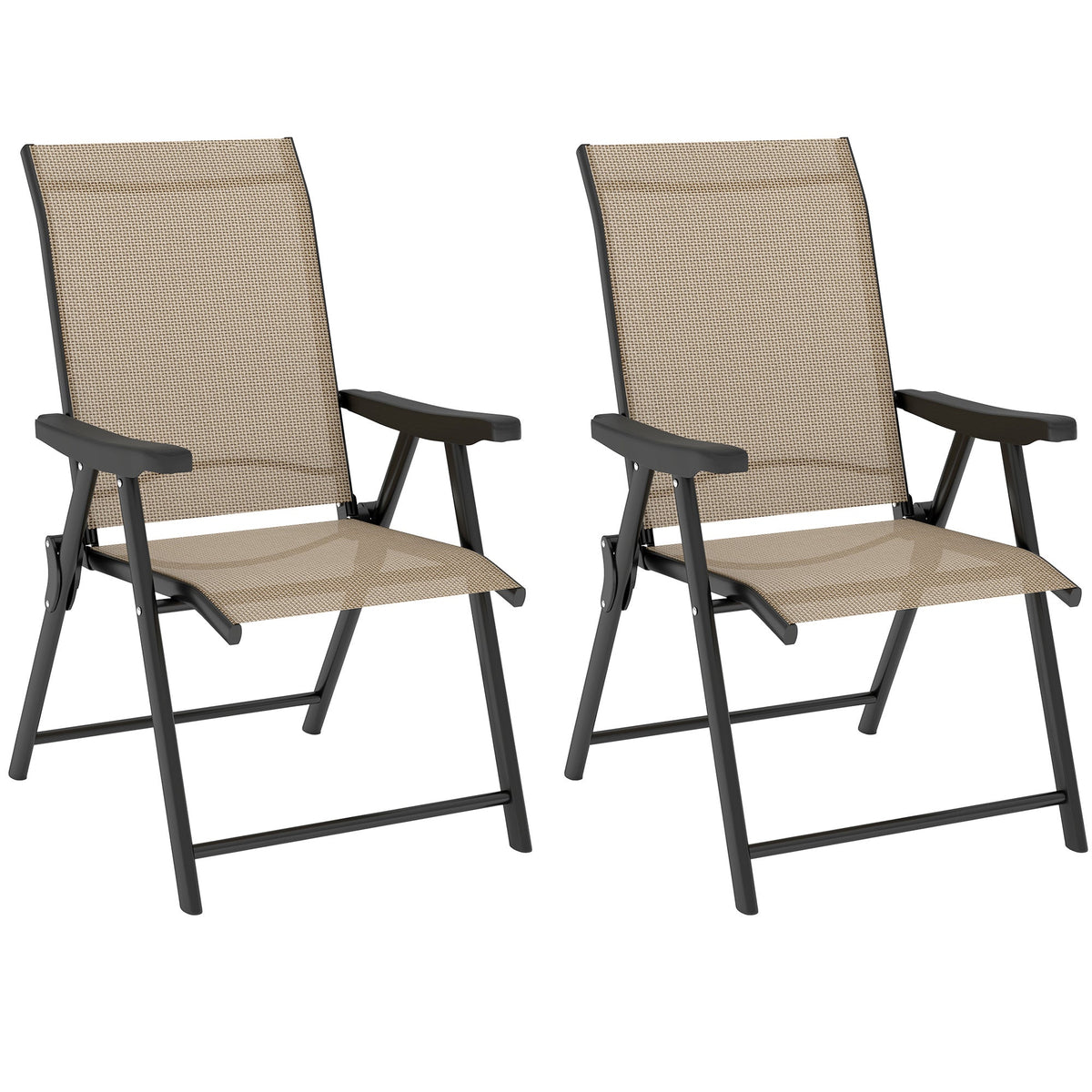 Outsunny Set of Two Folding Outdoor Chairs in Brown and Black