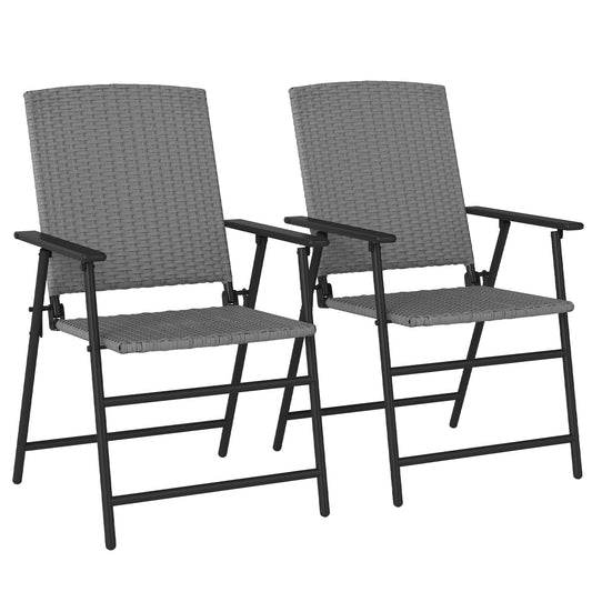 Outsunny Set of Two Folding Rattan Seat Chairs in Grey