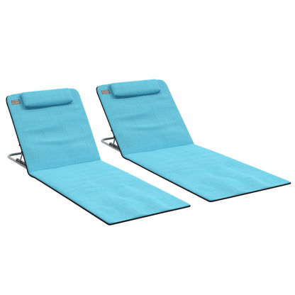 Outsunny Set of Two Metal Frame Beach Chairs in Sky Blue