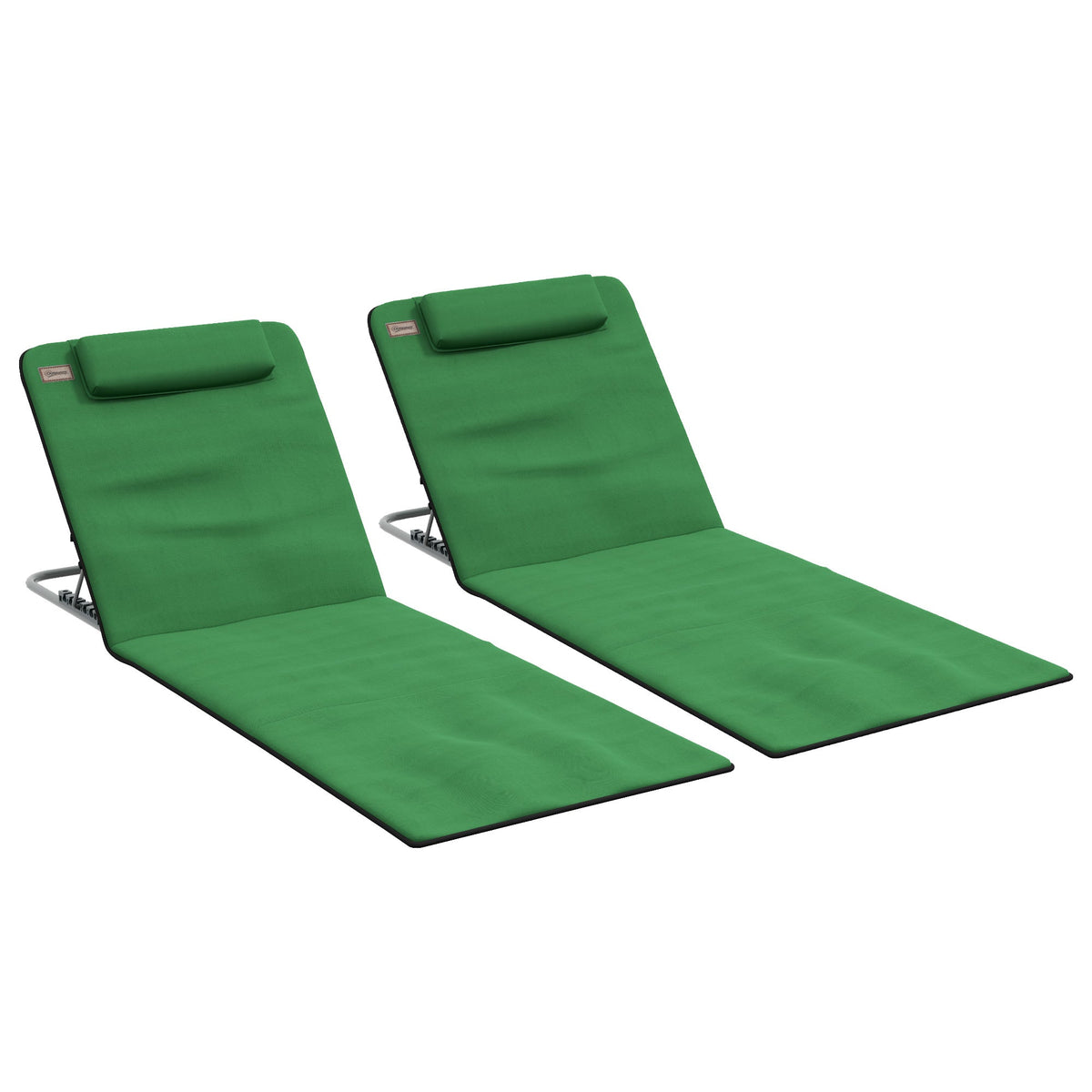 Outsunny Set of Two Metal Frame Beach Chairs in Green