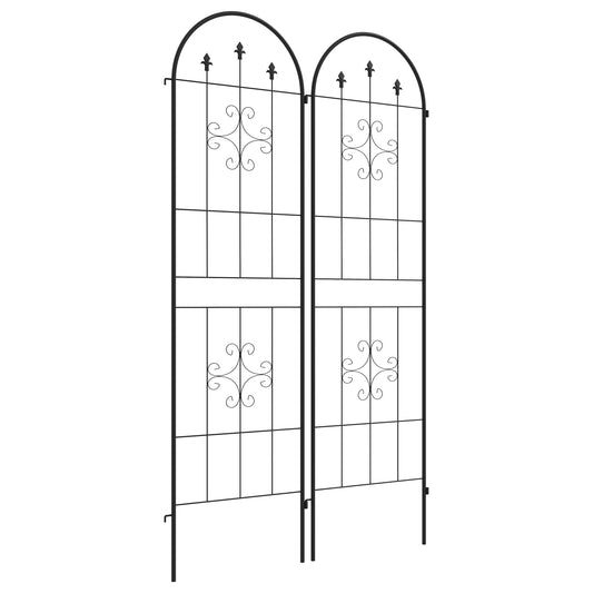 Outsunny Set of Two Spiral Anchor Garden Trellis Panels in Black