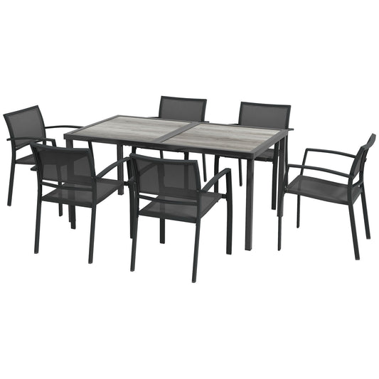 Outsunny Seven-Piece Casual Outdoor Dining Set in Grey