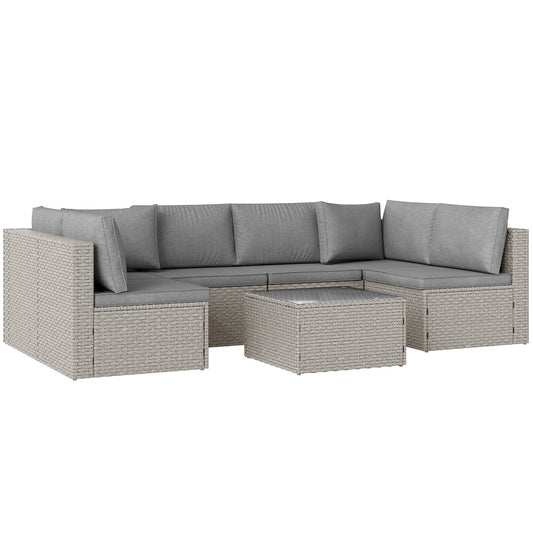 Outsunny Seven-Piece Modular Rattan Set in Grey