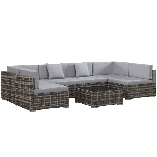 Outsunny Seven-Piece Rattan Garden Set in Mixed Grey