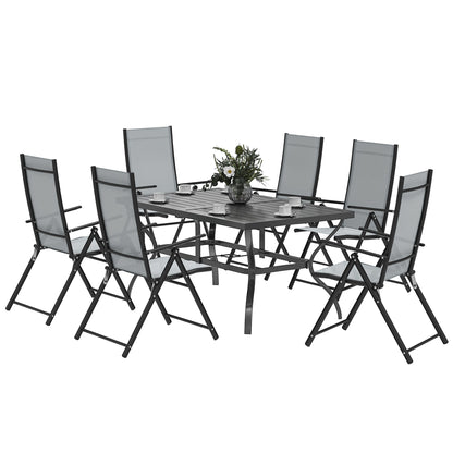 Outsunny Seven-Piece Steel Outdoor Dining Set in Grey