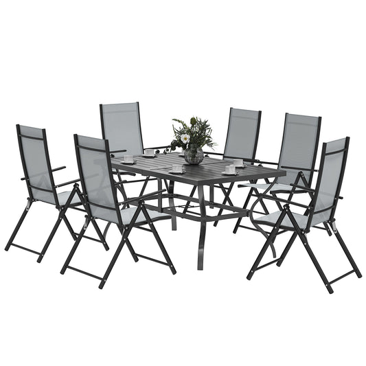 Outsunny Seven-Piece Steel Outdoor Dining Set in Grey