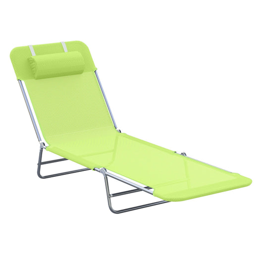 Outsunny Single Folding Sun Lounger in Green