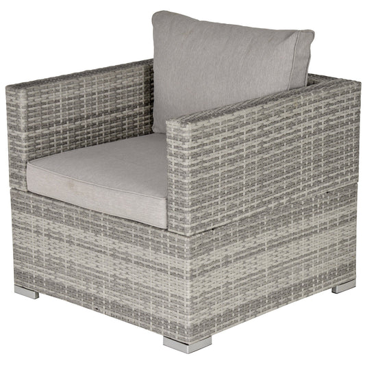 Outsunny Single Seater Rattan Chair Sofa with Padded Cushions in Grey