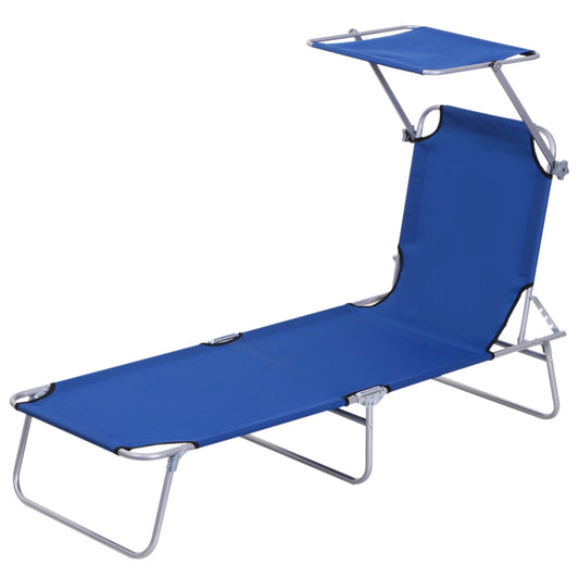 Outsunny Single Sun Lounger in Blue
