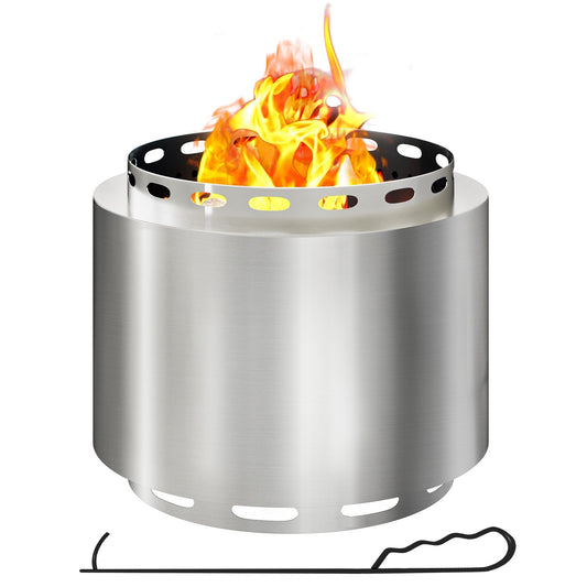 Outsunny Smokeless Fire Pit in Silver