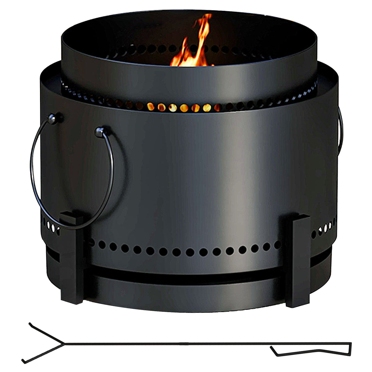 Outsunny Smokeless Fire Pit with Ash Catcher in Black