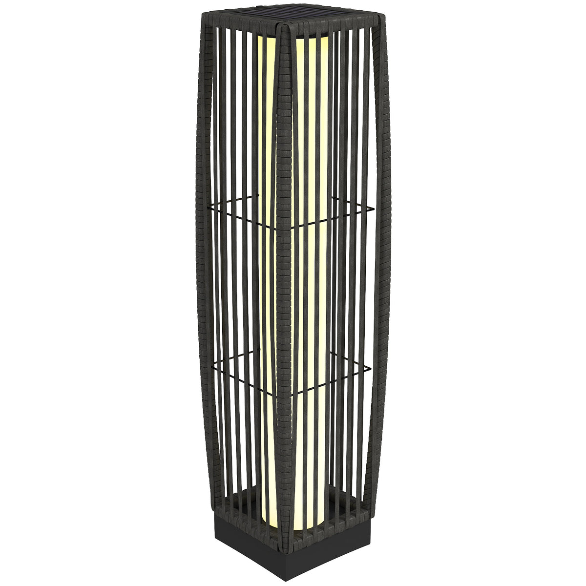 Outsunny Solar Rattan Floor Lamp in Dark Grey