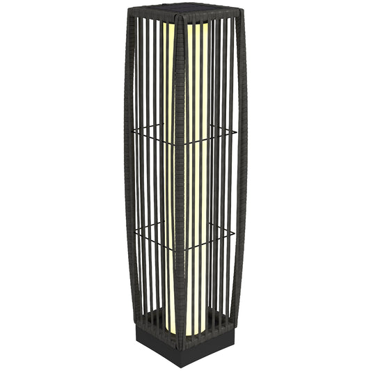 Outsunny Solar Rattan Floor Lamp in Dark Grey