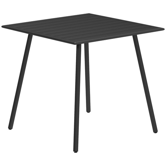 Outsunny Square Garden Table with Slat Top in Black