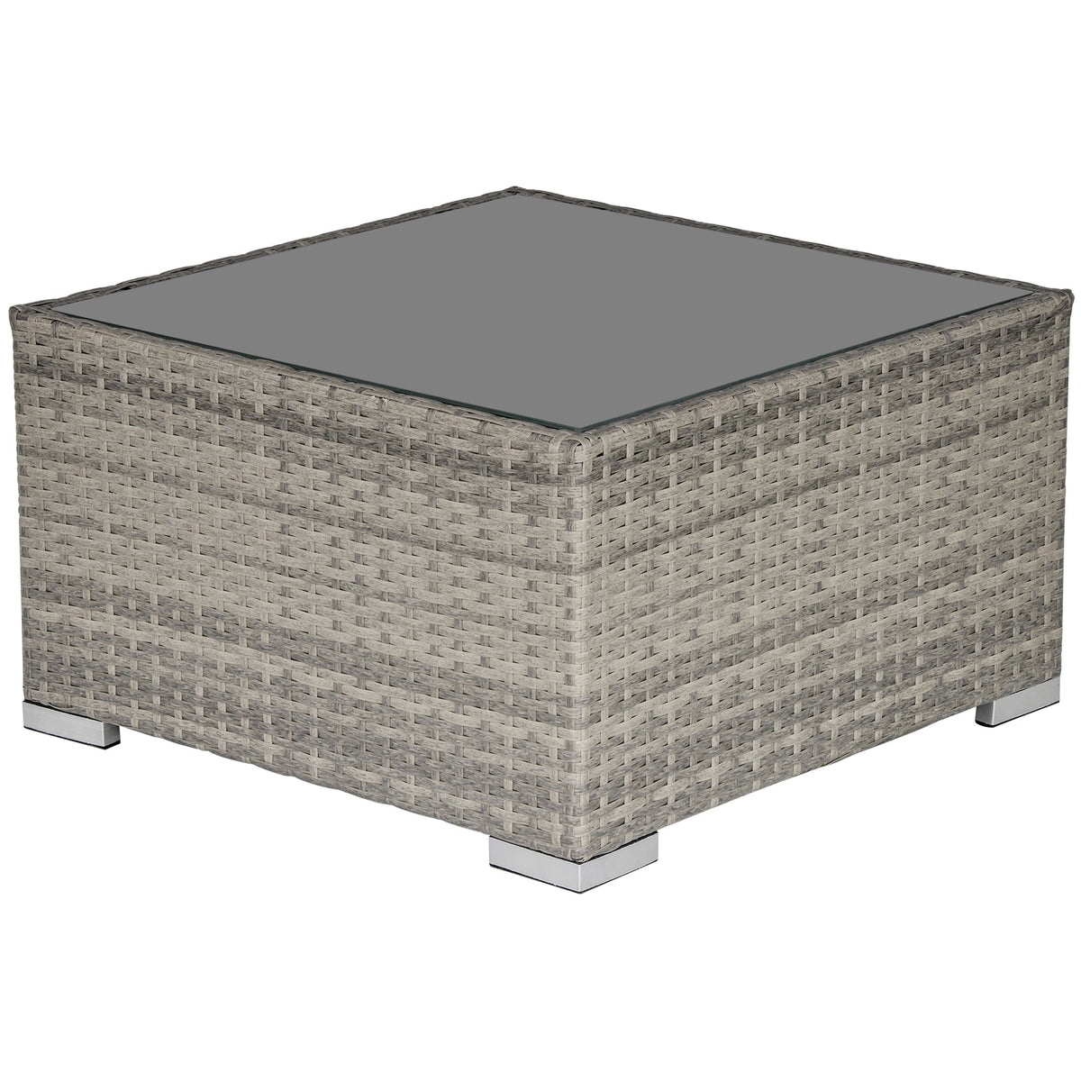 Outsunny Square PE Wicker Rattan Table in Light Grey