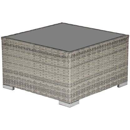 Outsunny Square PE Wicker Rattan Table in Light Grey