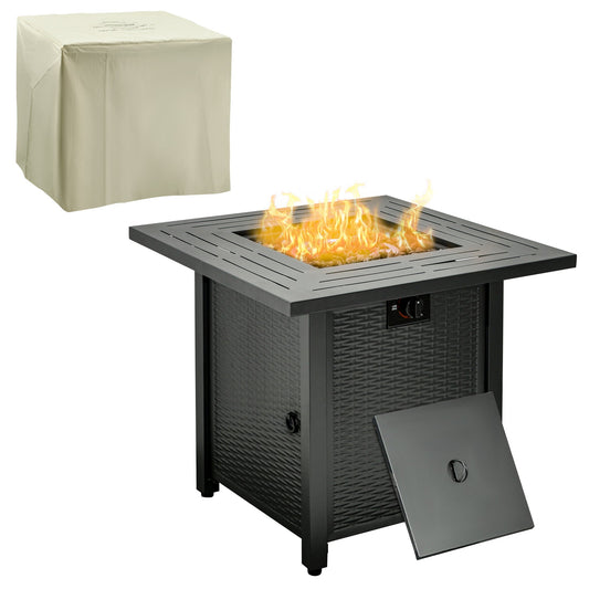 Outsunny Square Propane Gas Fire Pit Table in Black