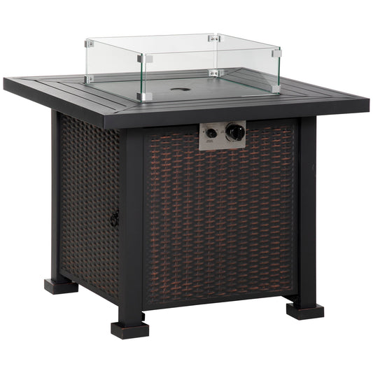 Outsunny Square Propane Gas Fire Pit Table in Black