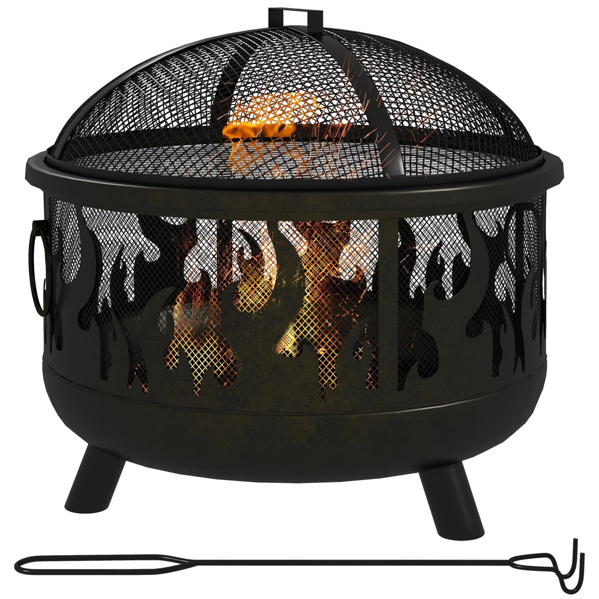 Outsunny Steel Fire Pit BBQ in Black