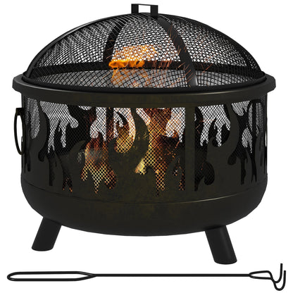 Outsunny Steel Fire Pit BBQ in Black