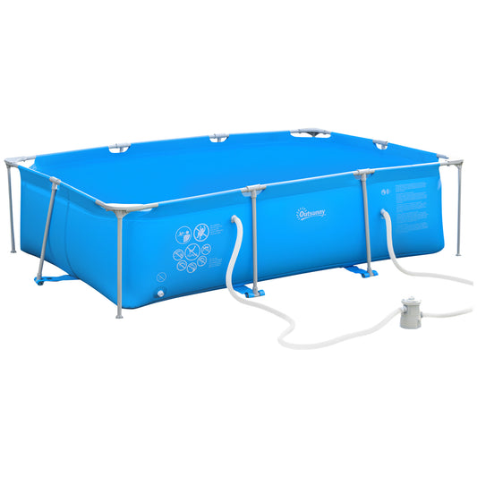 Outsunny Steel Frame Pool with Filter Pump in Blue