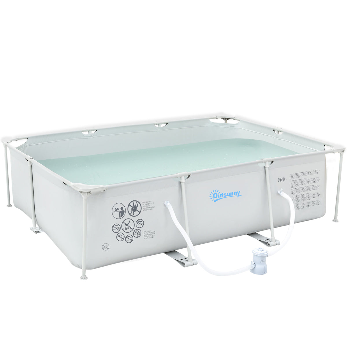 Outsunny Steel Frame Pool with Filter Pump in Grey