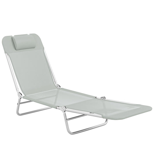 Outsunny Steel Frame Sun Lounger in Light Grey